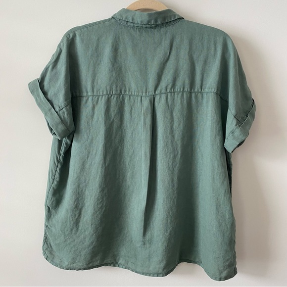 Cynthia Rowley 100% Linen Short Sleeve Pearlized Button Up Blouse size S - Picture 9 of 9